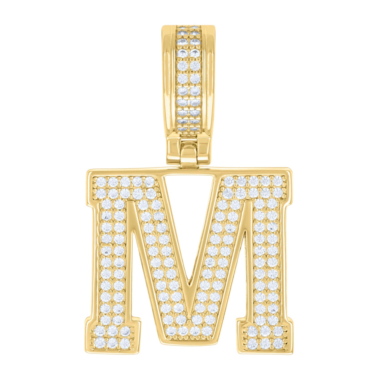 Sterling Silver Or Yellow-tone Unisex 0.50ct Moissanite Initial Alphabet Charm Pendant