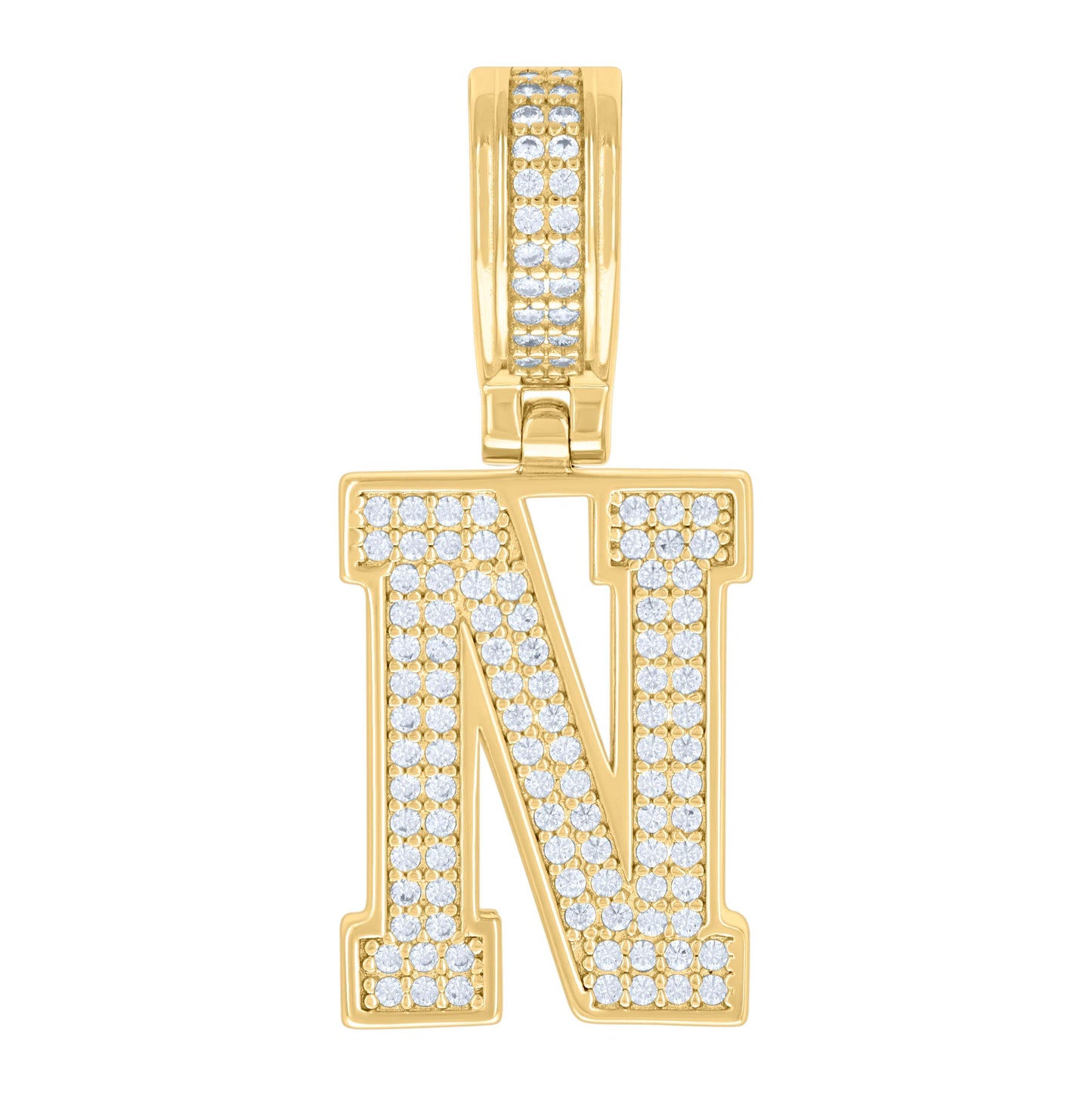 Sterling Silver Or Yellow-tone Unisex 0.50ct Moissanite Initial Alphabet Charm Pendant