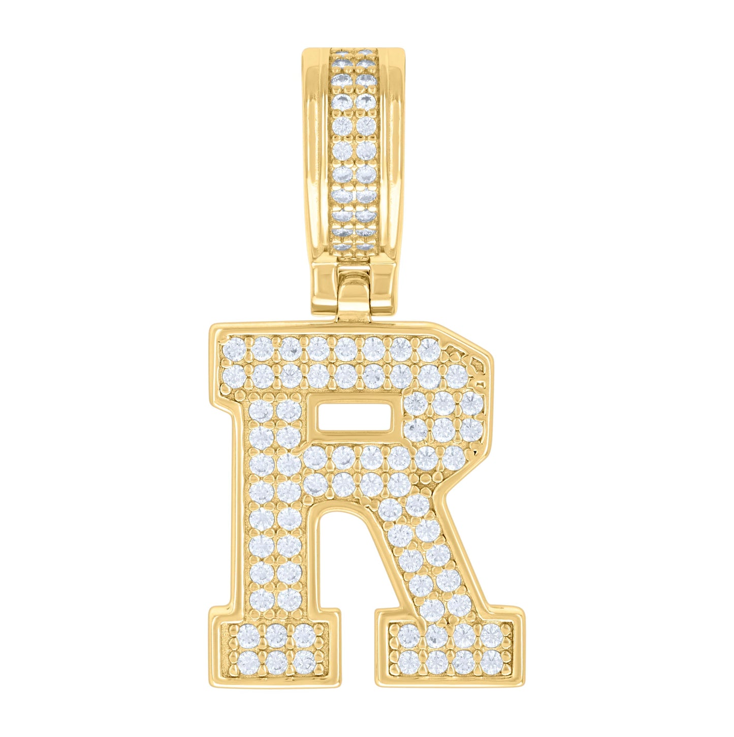 Sterling Silver Or Yellow-tone Unisex 0.50ct Moissanite Initial Alphabet Charm Pendant