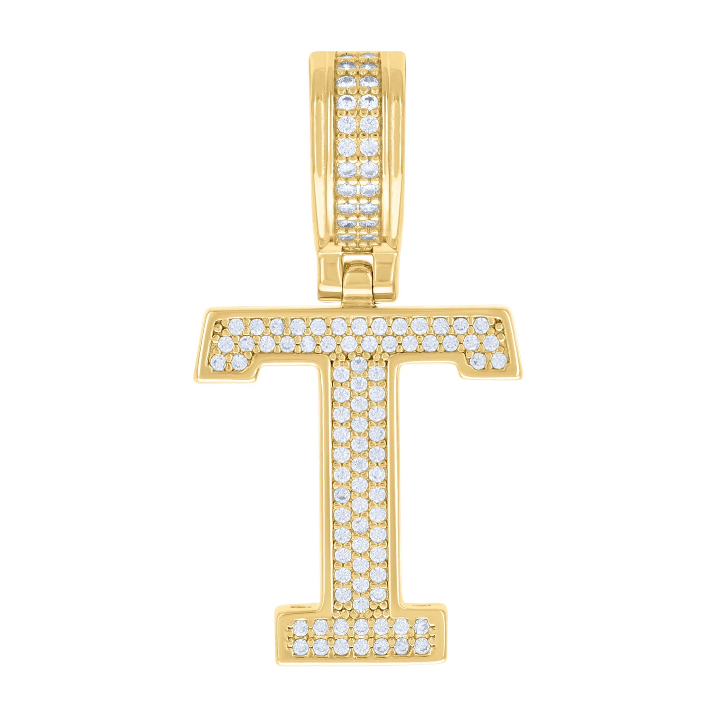 Sterling Silver Or Yellow-tone Unisex 0.50ct Moissanite Initial Alphabet Charm Pendant
