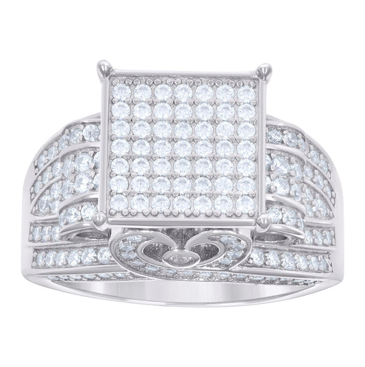 Sterling Silver Mens Moissanite Square Head Fashion Bridal Anniversary Wedding Engagement Band Ring