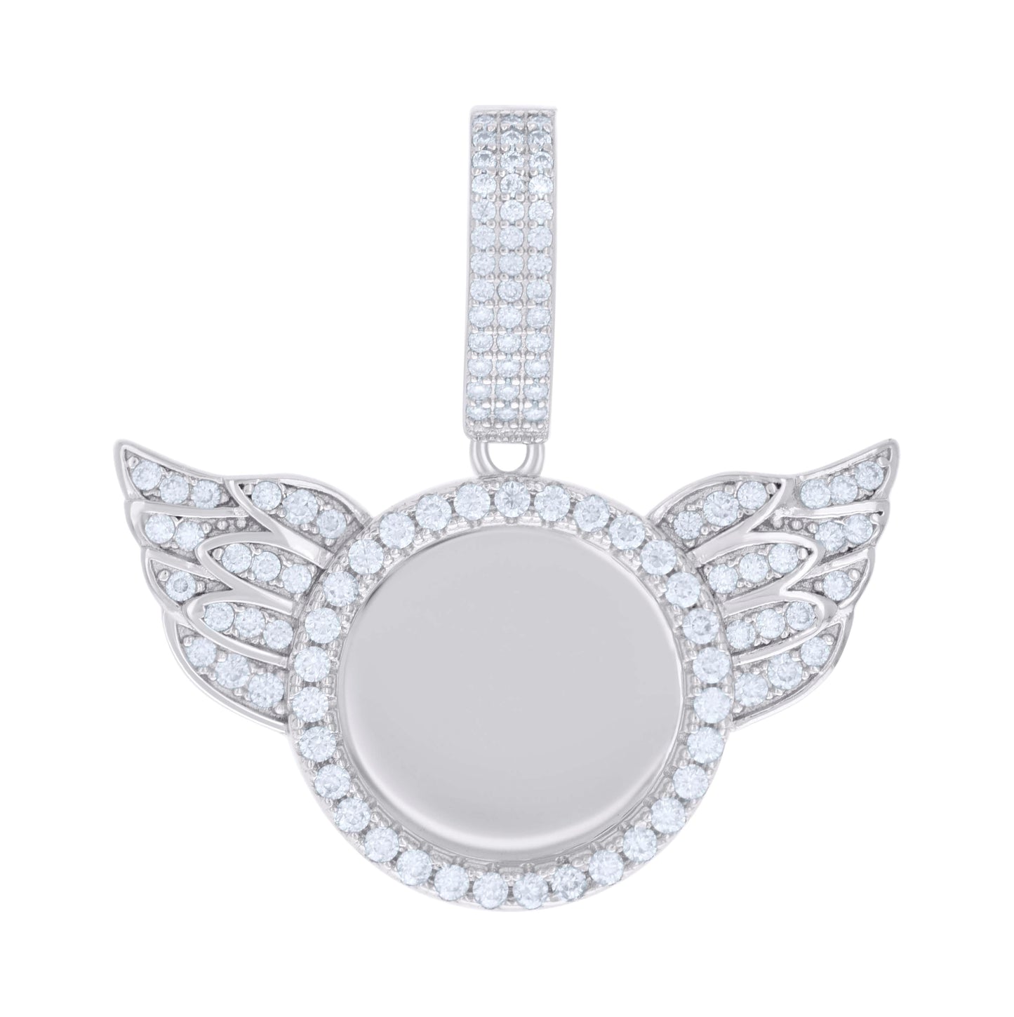 Sterling Silver Mens 1.20 Cttw Moissanite Flying Circle Picture Frame Pendant