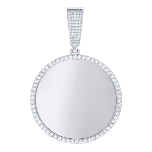Sterling Silver Mens 1.55ct Moissanite Picture Frame Charm Pendant