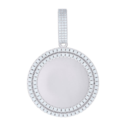 Sterling Silver Mens 1.72ct Moissanite Picture Frame Charm Pendant
