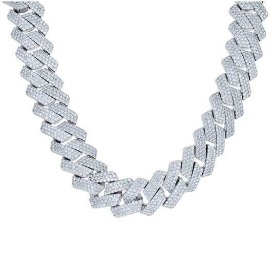 Sterling Silver Moissanite Miami Cuban Chain 20mm