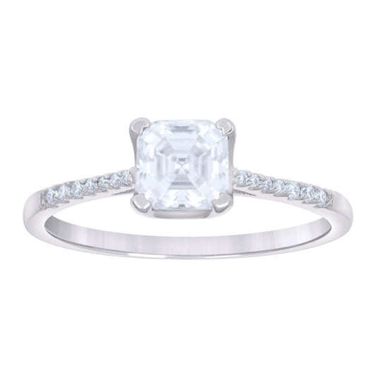 Sterling Silver Womens 1.42ct Cushion-cut Round Moissanite Solitaire Bridal Anniversary Engagement Wedding Ring