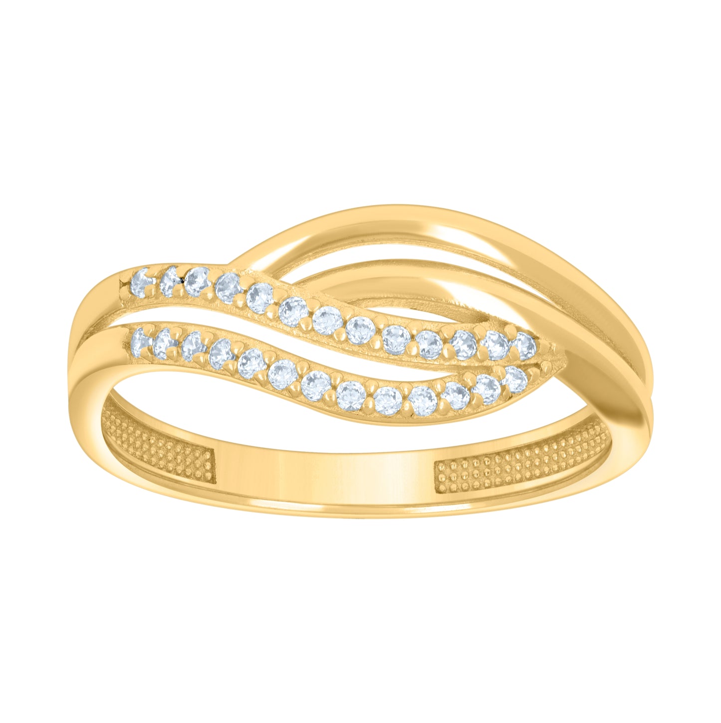 10K Yellow Gold Womens Cubic-Zirconia Twisted Fashion Ring