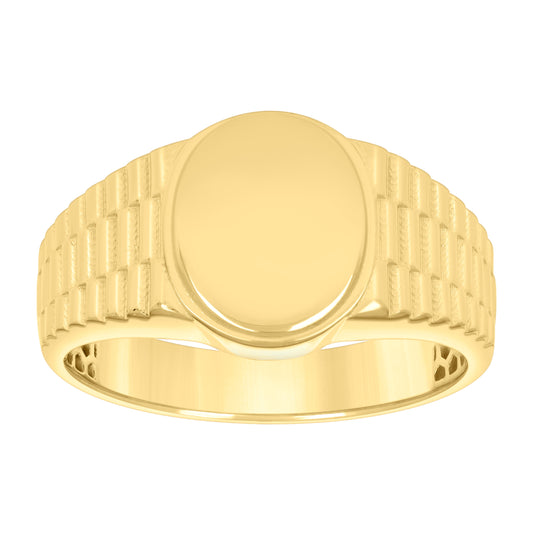 10K Yellow Gold Womens Oval Head Signet Ring