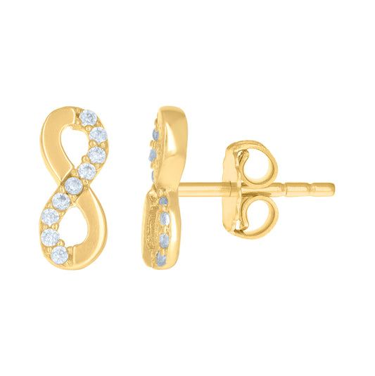 10K Yellow Gold Womens Cubic-Zirconia Infinity Love Stud Earrings