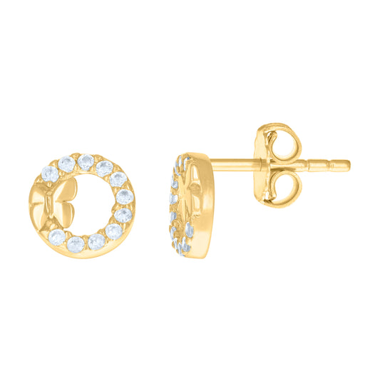 10K Yellow Gold Womens Cubic-Zirconia Butterfly Fashion Stud Earrings