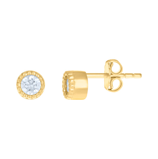10K Yellow Gold Womens Cubic-Zirconia Fashion Stud Earrings