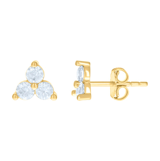 10K Yellow Gold Womens Cubic-Zirconia Trillion Fashion Stud Earrings