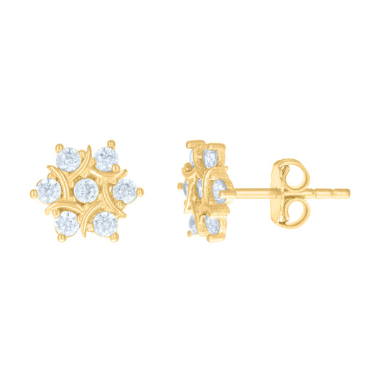 10K Yellow Gold Womens Cubic-Zirconia Fashion Stud Earrings