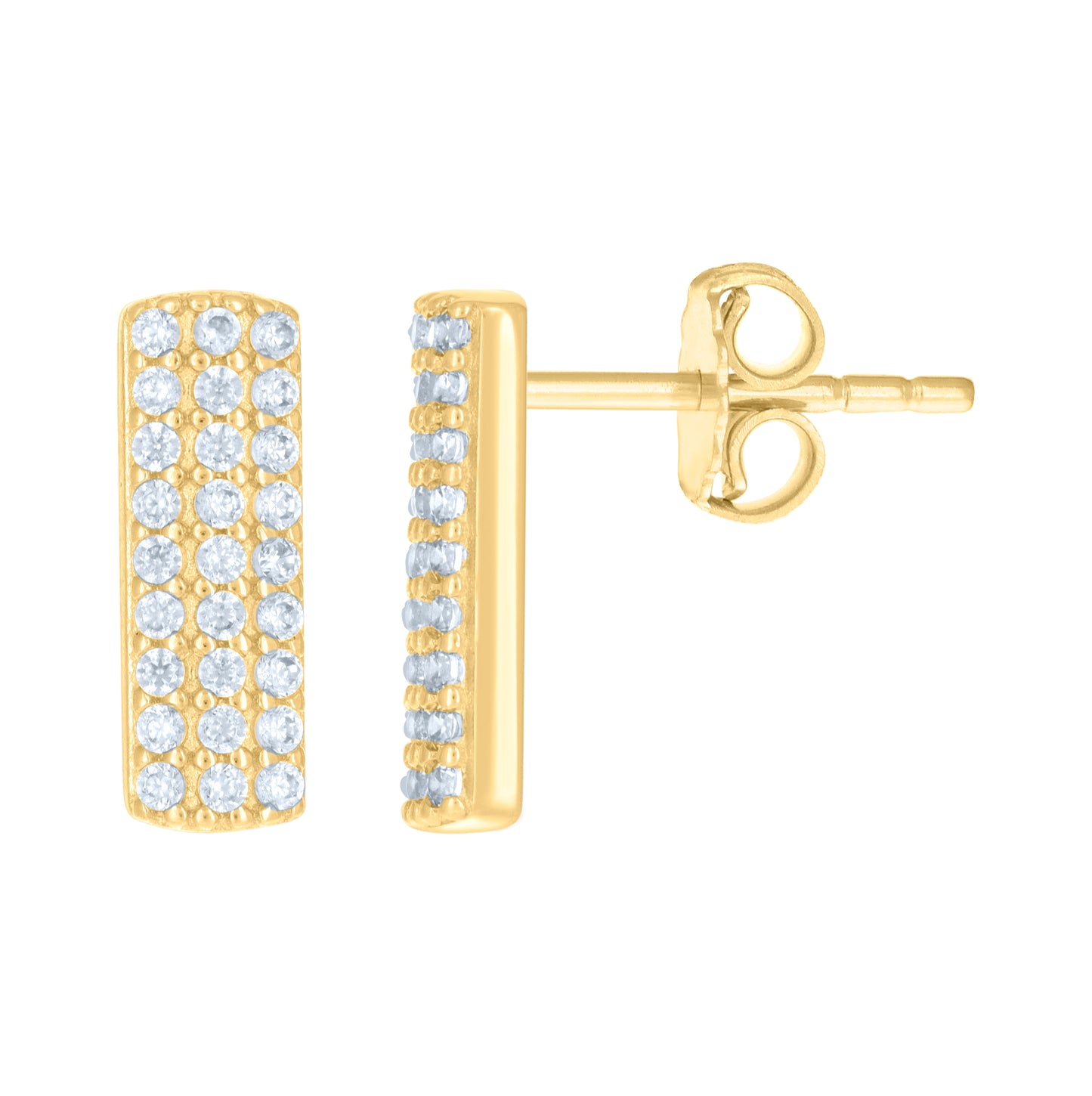 10K Yellow Gold Womens Cubic-Zirconia Elongated Bar Fashion Stud Earrings
