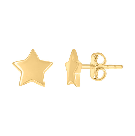 10K Yellow Gold Womens Star Fashion Stud Earrings