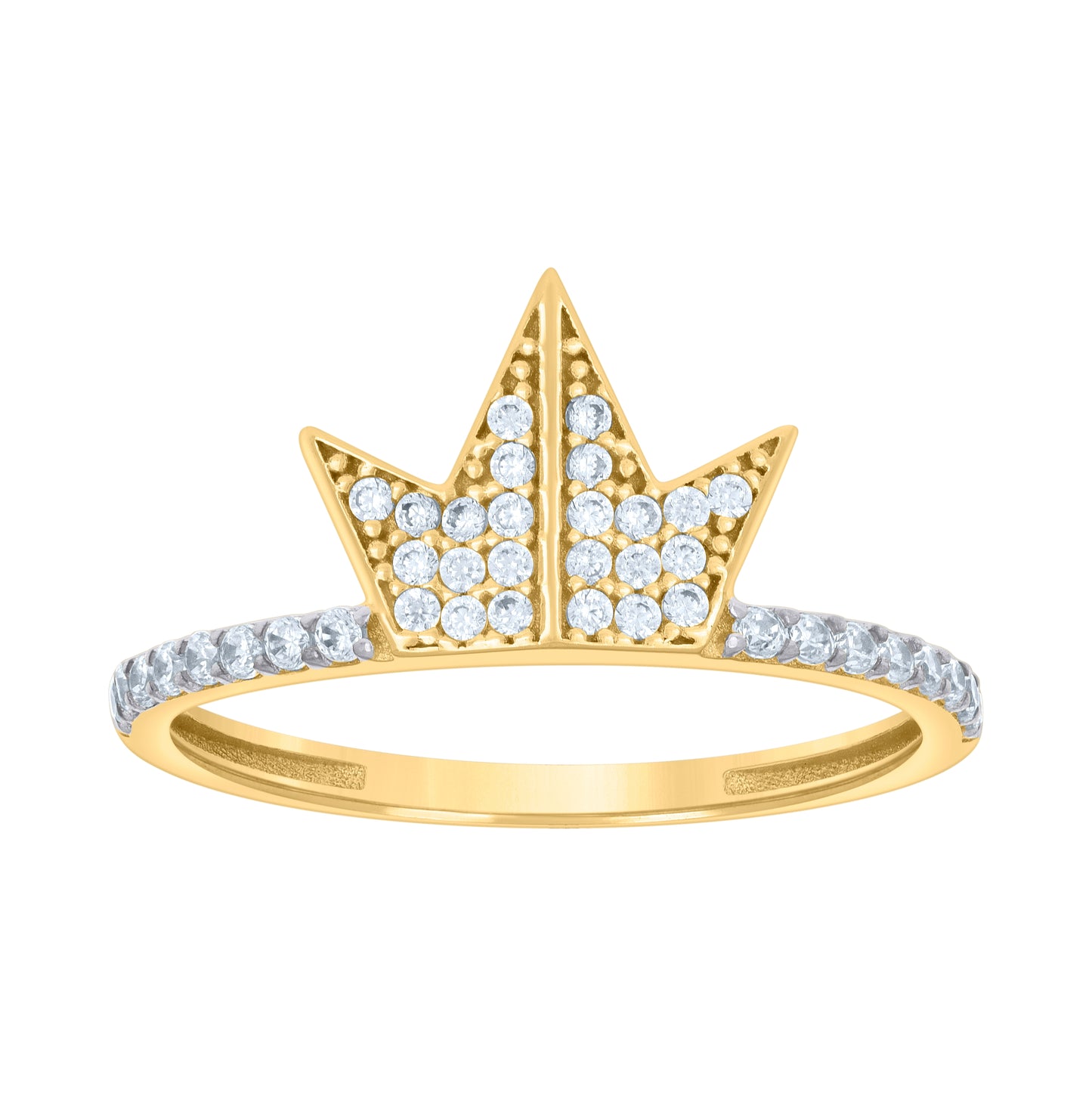 10K Two-tone Gold Womens Cubic-Zirconia Crown Fashion Ring
