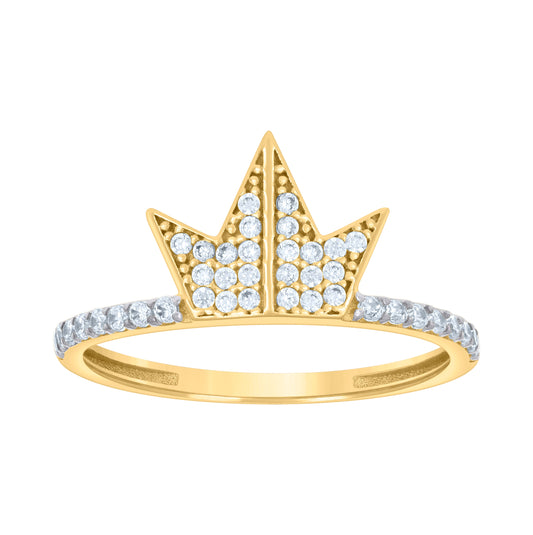 10K Two-tone Gold Womens Cubic-Zirconia Crown Fashion Ring
