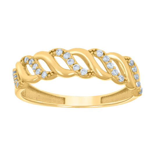 10K Yellow Gold Womens Cubic-Zirconia Twisted Fashion Ring