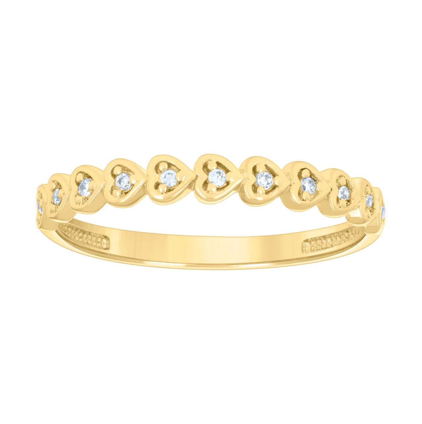 14K Yellow Gold Womens Cubic-Zirconia Multi Hearts Ring