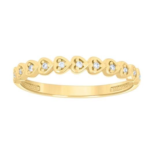 14K Yellow Gold Womens Cubic-Zirconia Multi Hearts Ring