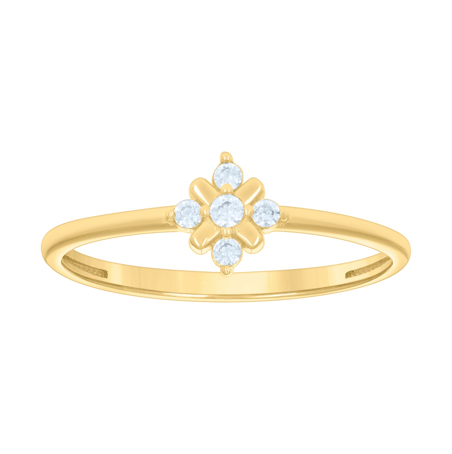 14K Yellow Gold Womens Cubic-Zirconia Fashion Ring