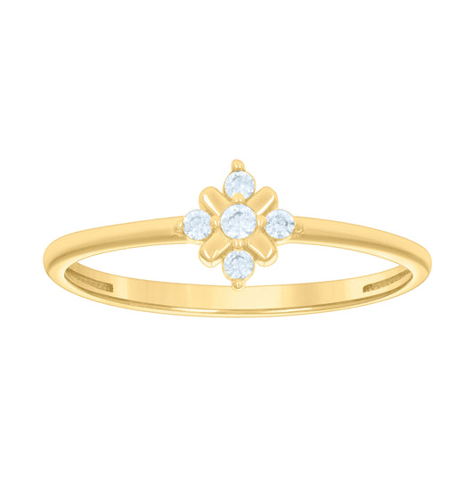 14K Yellow Gold Womens Cubic-Zirconia Fashion Ring