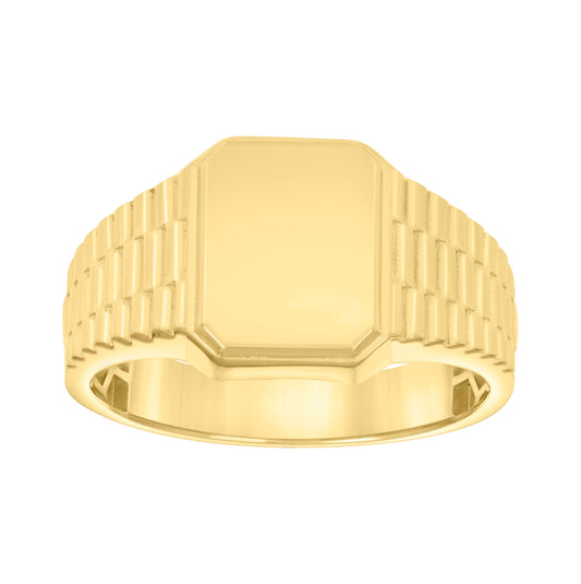 14K Yellow Gold Womens Octagon Head Signet Ring