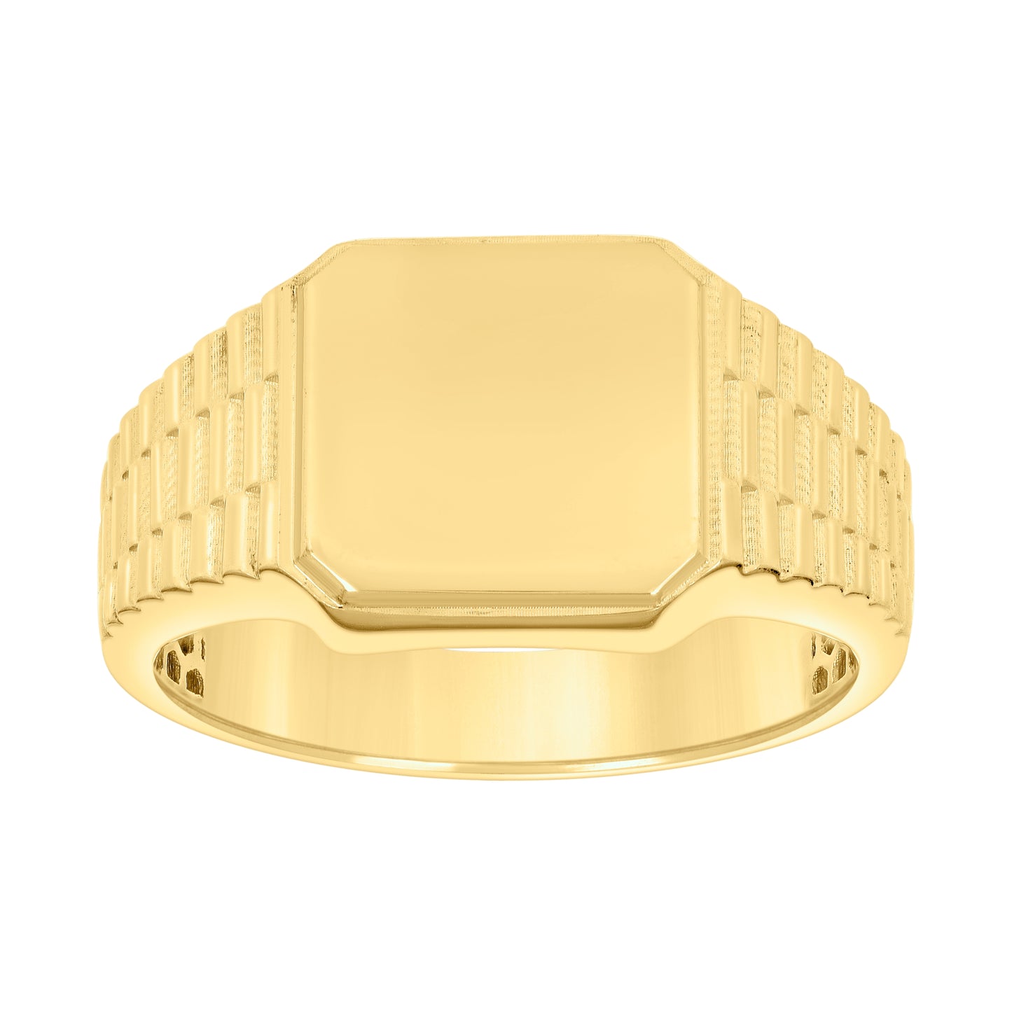 14K Yellow Gold Womens Octagon Head Signet Ring