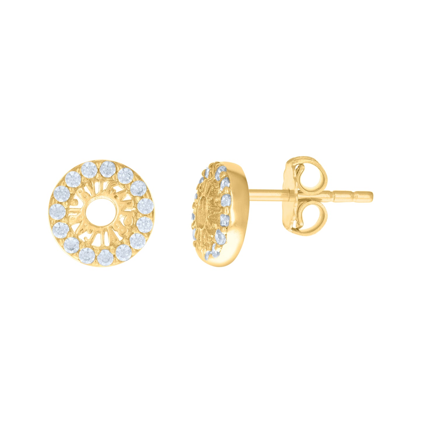 14K Yellow Gold Womens Cubic-Zirconia Fashion Stud Earrings