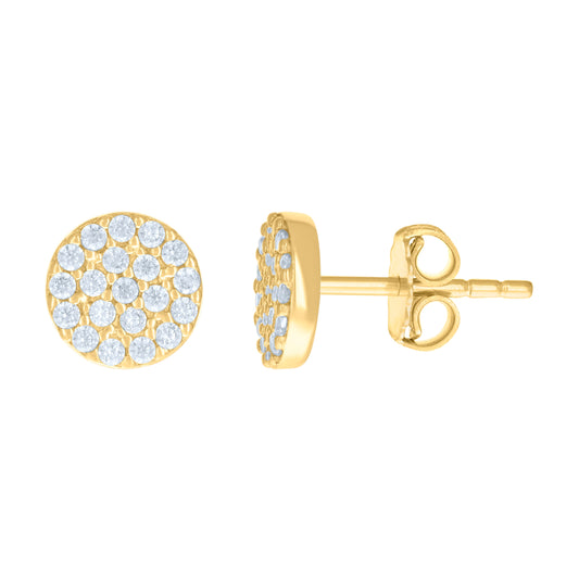 14K Yellow Gold Womens Cubic-Zirconia Fashion Stud Earrings