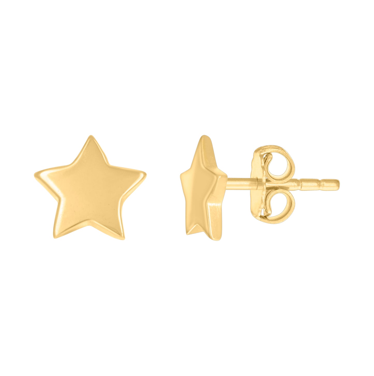 14K Yellow Gold Womens Star Fashion Stud Earrings