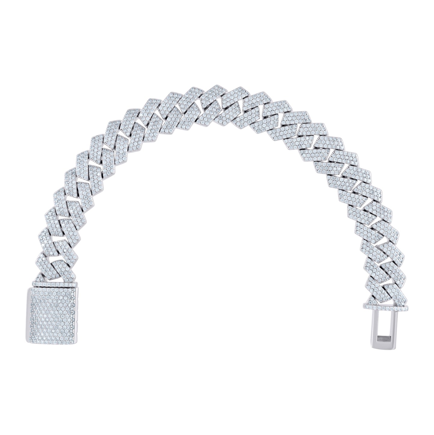 Sterling Silver 30.62 Cttw Moissanite Miami Cuban Chain Bracelet 18mm 8.5 Inches