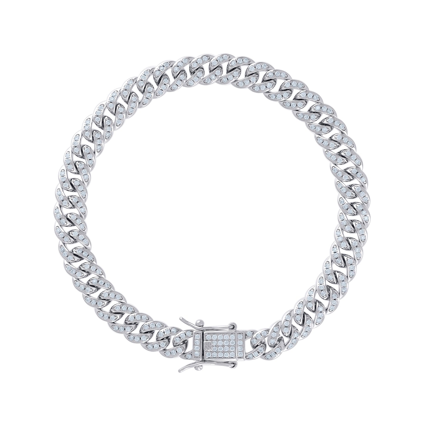 Sterling Silver 1.65 Cttw Moissanite Miami Cuban Chain Bracelet 6mm 7 Inches