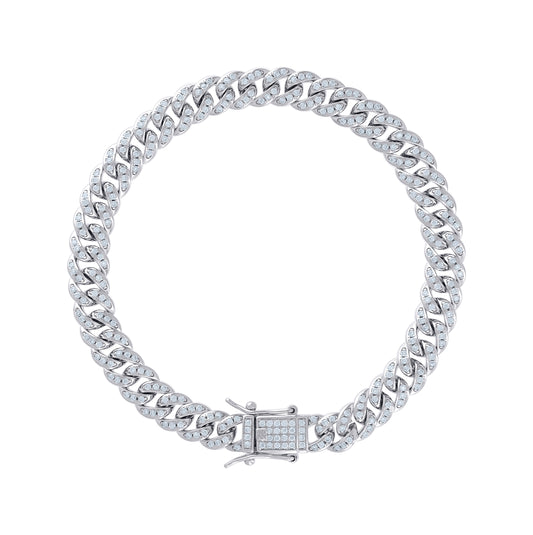Sterling Silver 1.65 Cttw Moissanite Miami Cuban Chain Bracelet 6mm 7 Inches