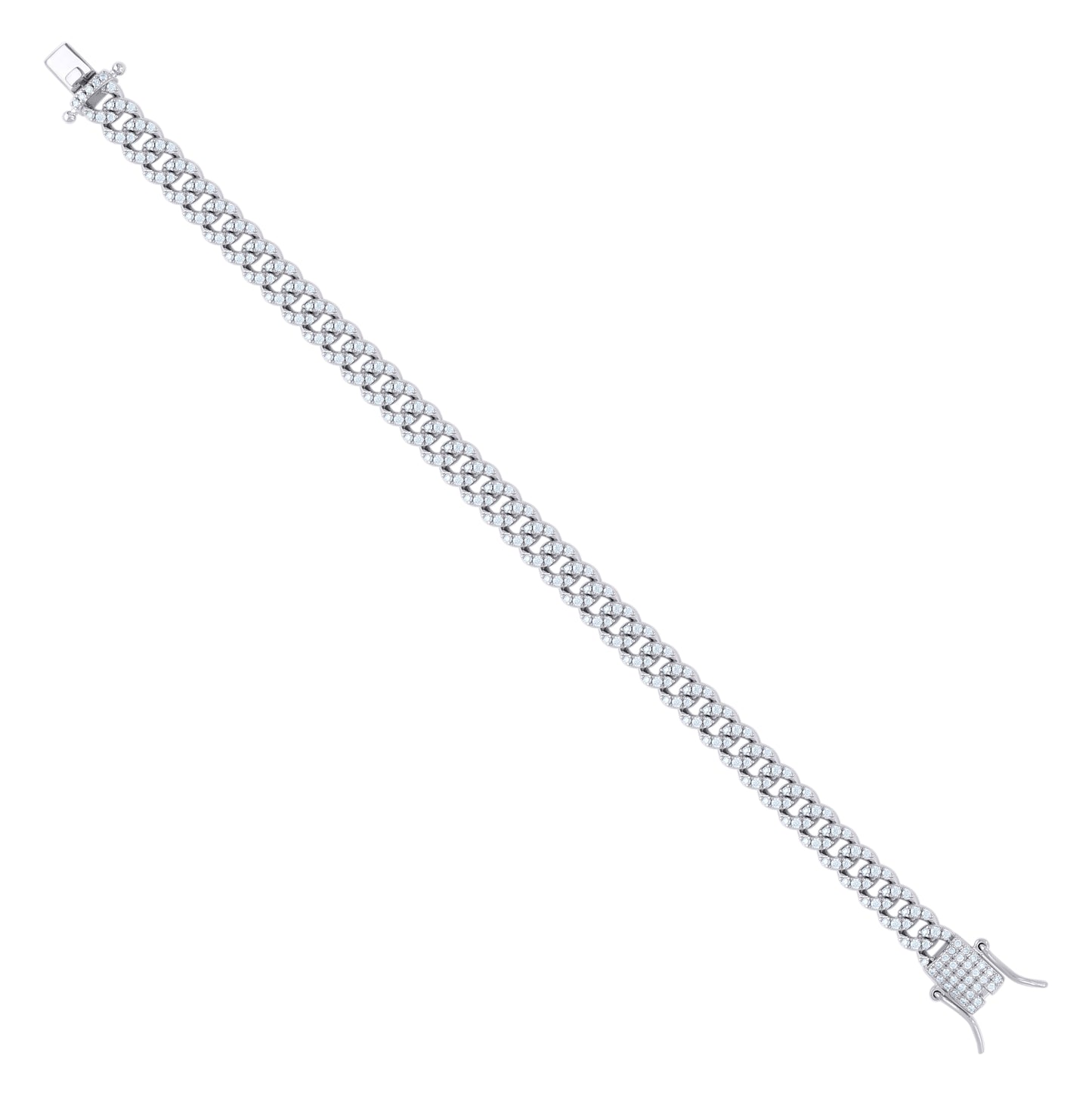 Sterling Silver 2.70 Cttw Moissanite Miami Cuban Chain Bracelet 6mm 7 Inches