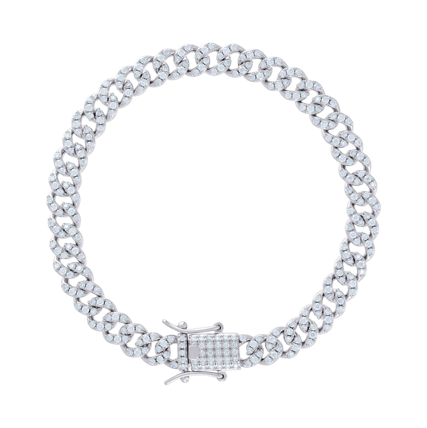 Sterling Silver 2.70 Cttw Moissanite Miami Cuban Chain Bracelet 6mm 7 Inches