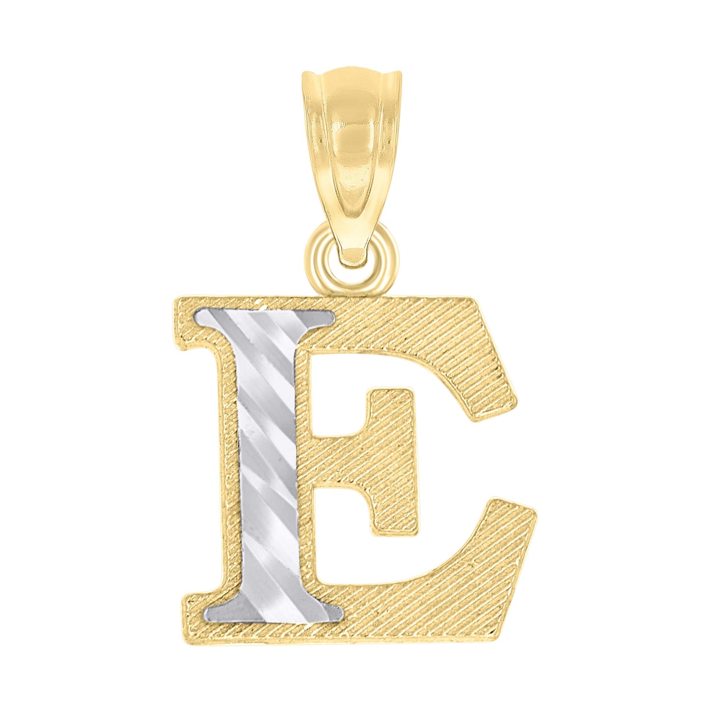10K Two-Tone Gold Unisex Diamond-Cut Initial Charm Pendant