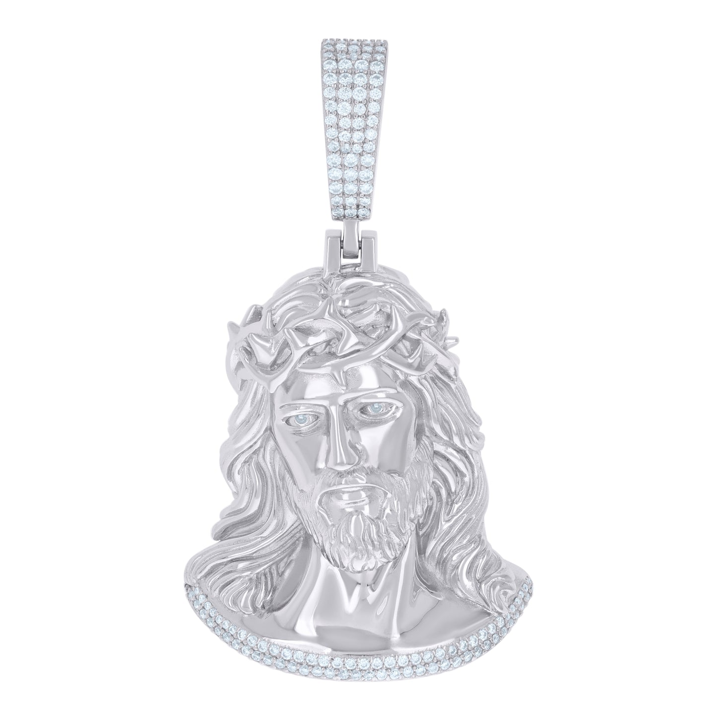 Sterling Silver Mens 1.36 Cttw Moissanite Jesus Religious Pendant