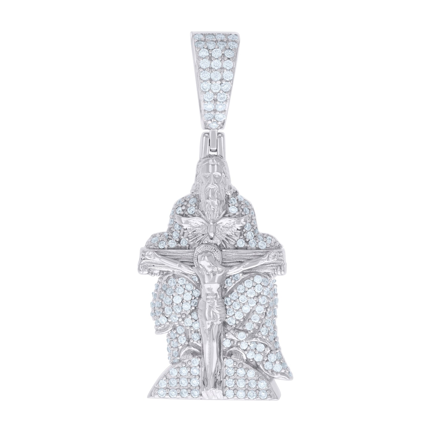 Sterling Silver Mens 1.06 Cttw Moissanite Crucifix Jesus Religious Pendant