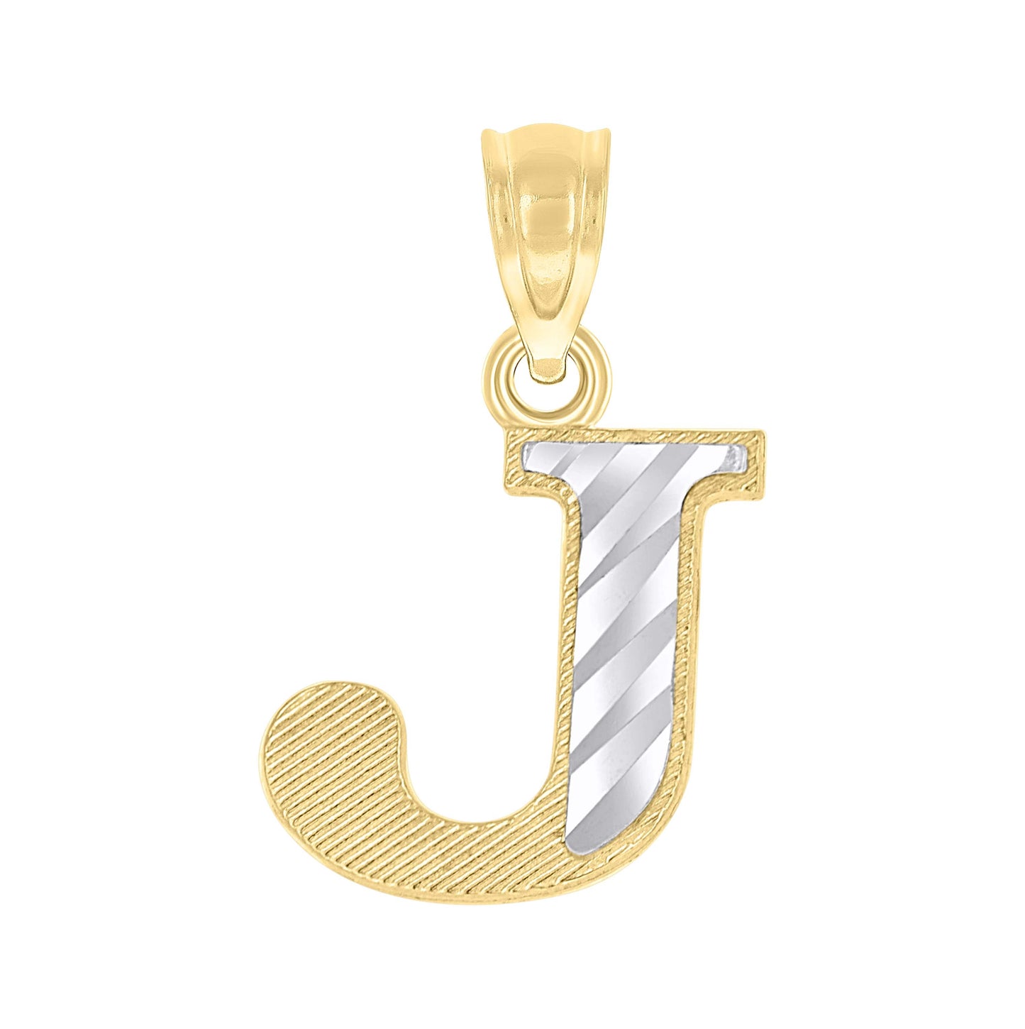 10K Two-Tone Gold Unisex Diamond-Cut Initial Charm Pendant