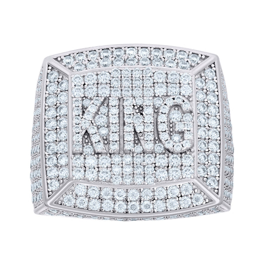 Sterling Silver Mens 5.08 Cttw Moissanite KING Square Head Fashion Ring Size 10