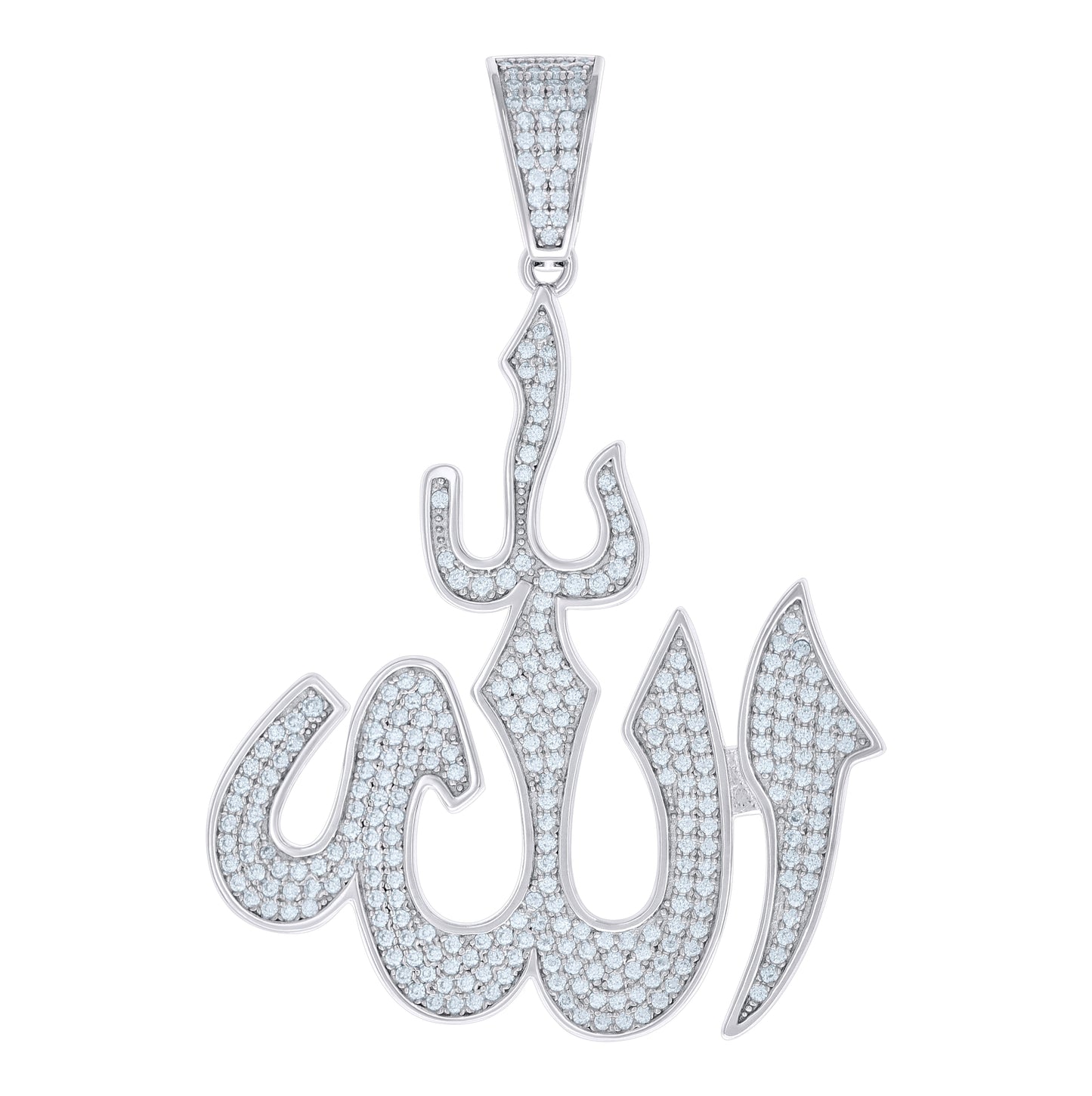 Sterling Silver Mens 1.52 Cttw Moissanite ALLAH Religious Symbol Pendant