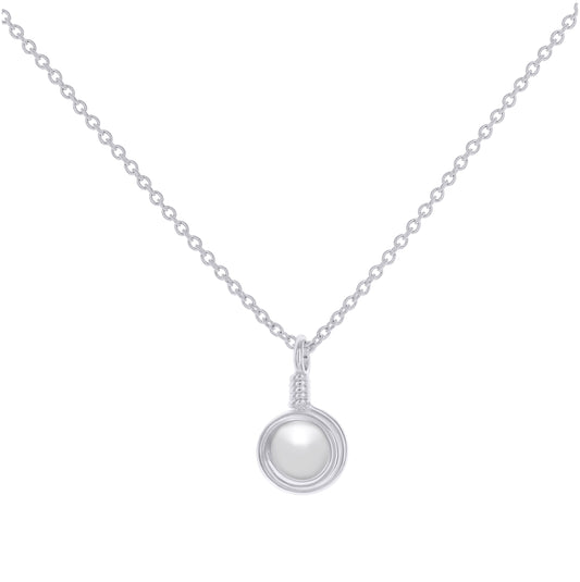 Sterling Silver Women Natural White Agate Fashion Charm Necklace Size 16 + 2 Inches