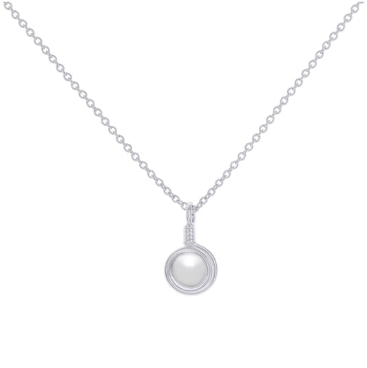 Sterling Silver Women Natural White Agate Fashion Charm Necklace Size 16 + 2 Inches