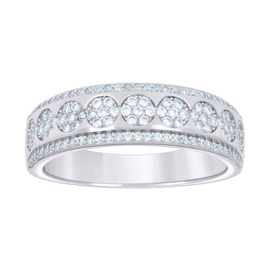 Sterling Silver Womens 0.81ct Moissanite Fashion Bridal Anniversary Engagement Wedding Band Ring