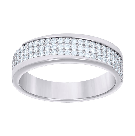 Sterling Silver Womens 0.60ct Moissanite Fashion Bridal Anniversary Engagement Wedding Band Ring