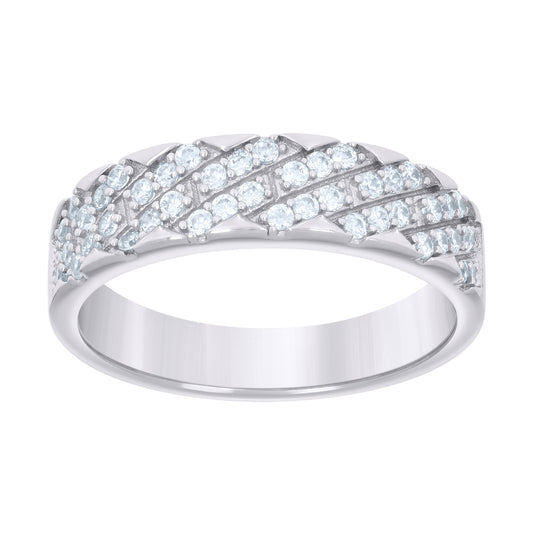 Sterling Silver Womens 0.55ct Moissanite Fashion Bridal Anniversary Engagement Wedding Band Ring