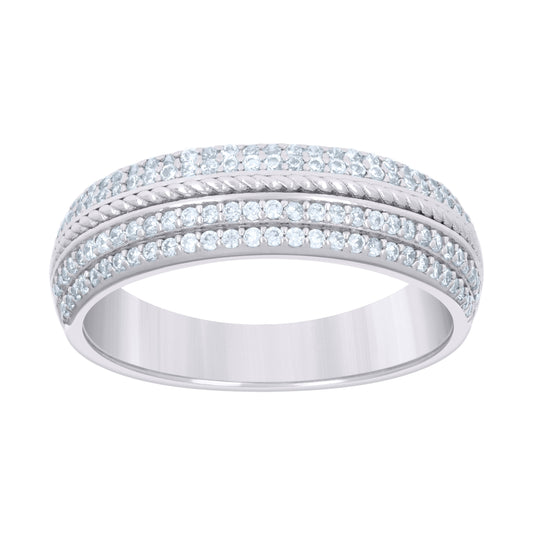 Sterling Silver Womens 0.59ct Moissanite Fashion Bridal Anniversary Engagement Wedding Band Ring