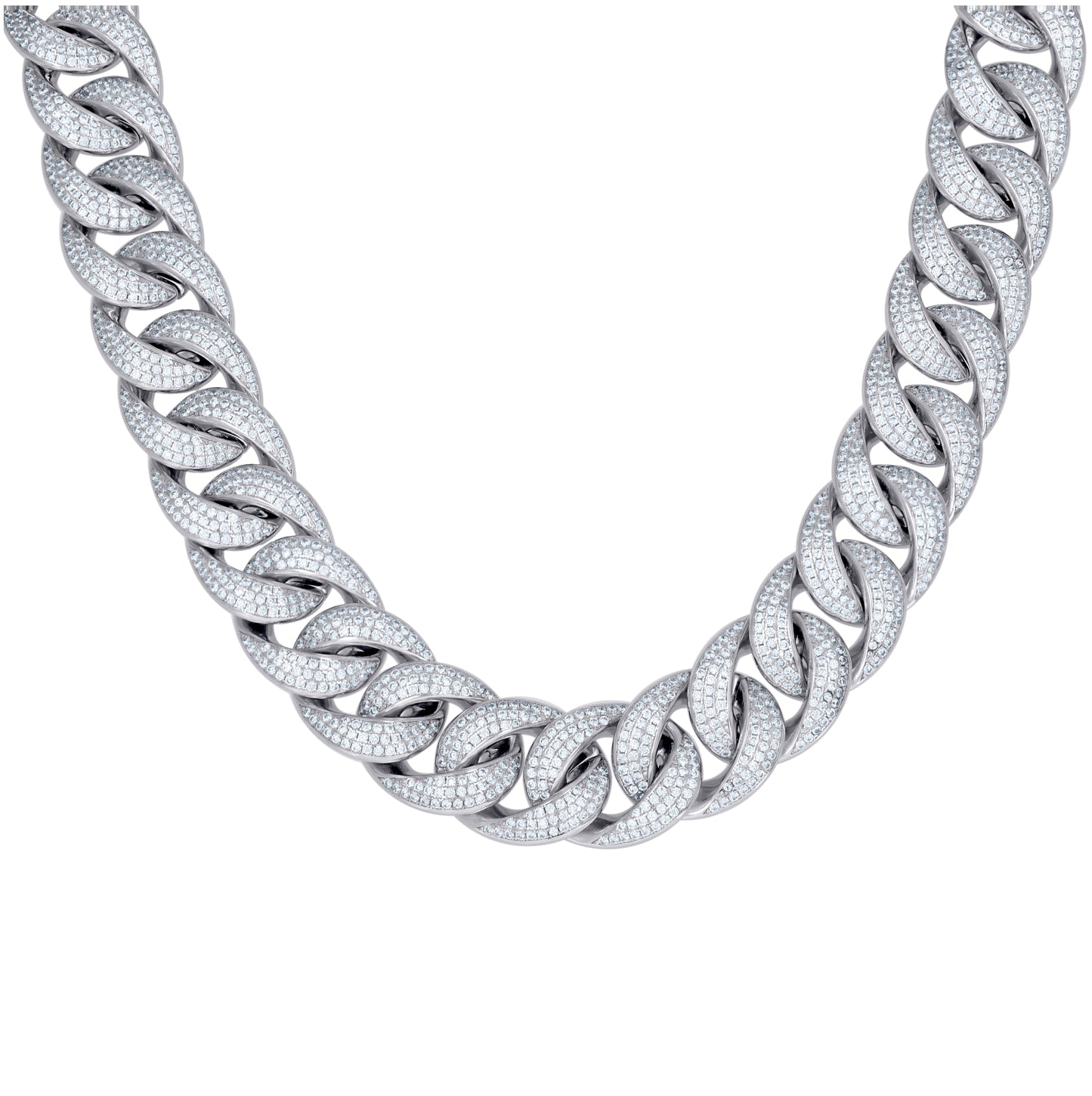 Sterling Silver Cubic-Zirconia Cuban Chain Necklace 18mm