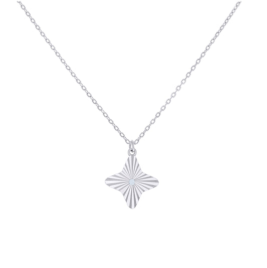 Sterling Silver Or Yellow-Tone Womens Cubic-Zirconia Star Charm Necklace Size 16 + 2 Inches